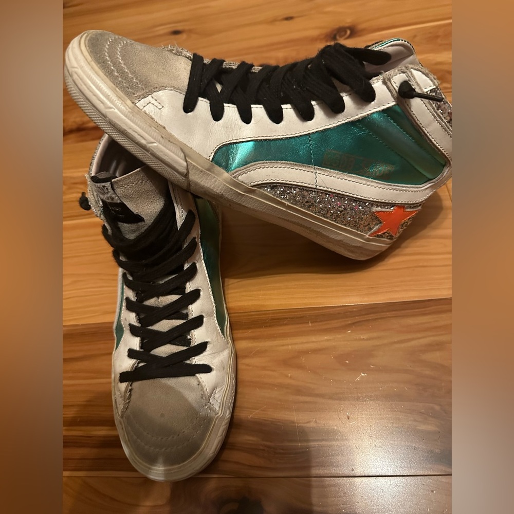 Golden Goose Slide size 37 orange green silver